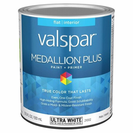 VALSPAR 1 qt. Medallion Acrylic Latex House Trim Paint & Primer, White 028.0021002.005
